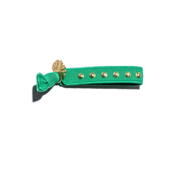 LELE SADOUGHI NWT AUTHENTIC GREEN GRASS EMBELLISHED GOLD BALL ELASTIC BRACELET - Picture 9 of 9